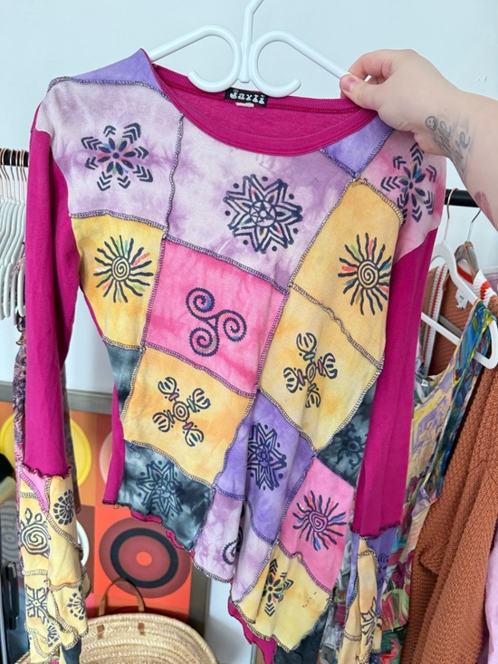 javvi Tops - Assymetrical folk art long sleeve tee